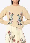Etro Beige Wool Sweater With Embroidery In Nude