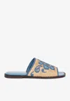 Etro Embroidered Raffia Slides