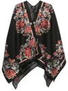 Etro Floral Jacquard Cape In Black