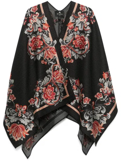 ETRO FLORAL-EMBROIDERY CAPE