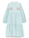 Etro Floral-embroidery Dress In Blue