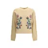 Etro Beige Wool Sweater With Embroidery In Nude