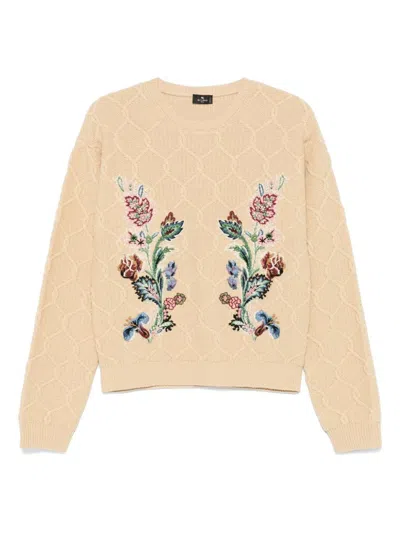 Etro Floral Embroidery Sweater In Brown