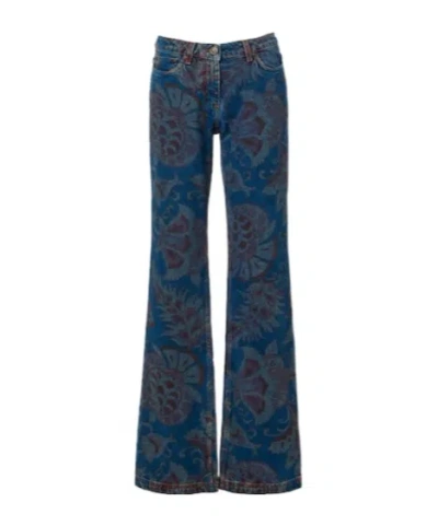 Etro Floral Flared Jeans In Blue