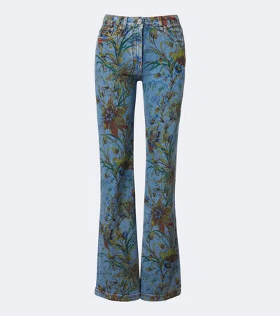 Etro Floral Flared Jeans In Blue