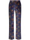 Etro Floral Flared Trousers In Blue