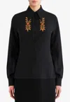 Etro Floral Foliage Embroidered Shirt In Black