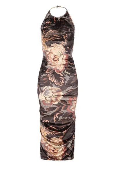 ワンピース ETRO FLORAL FOLIAGE PRINT CHENILLE LONG DRESS Etro Long Dresses Woman In Gray F.do Print | ModeSens