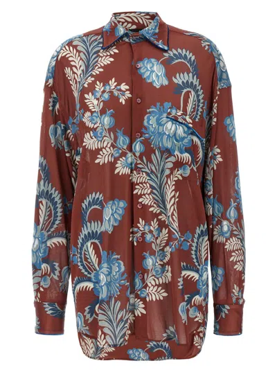 Etro Floral Foliage Print Blouse In Brown
