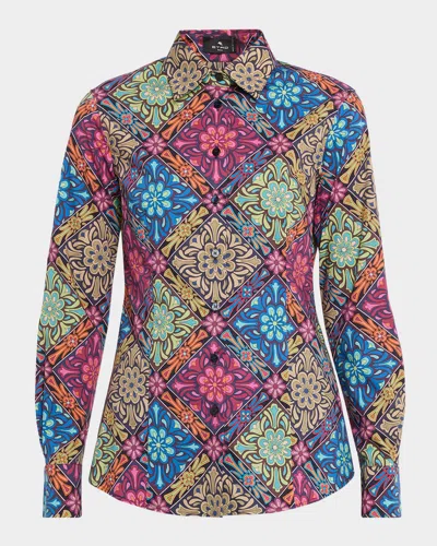 Etro Floral Geometric-print Shirt In Multi