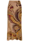 Etro Floral-intarsia Ribbed Wool Midi Skirt In Multi