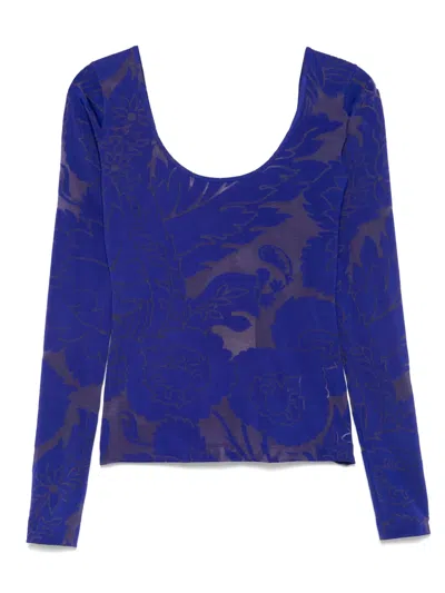 Etro Floral-intarsia T-shirt In Blue
