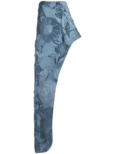 Etro Woman's Tops With Asymmetrical Hem And Floral Embroidery In Blue
