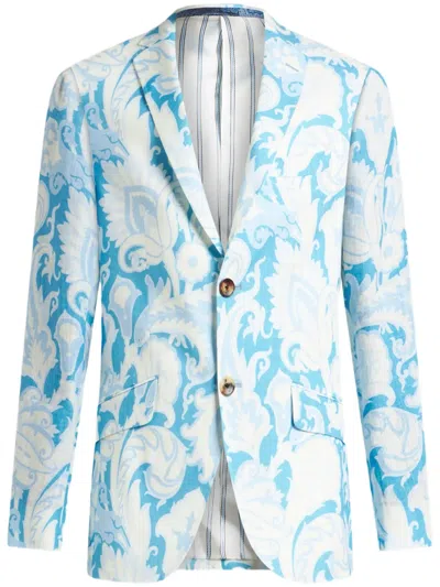 Etro Floral-jacquard Blazer In Blue