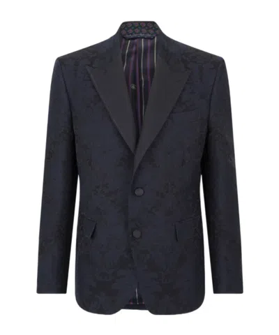 Etro Floral Jacquard Blazer In Blue