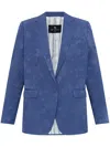 Etro , Floral Jacquard Jacket, Woman, Navy Blue, Size 48 In Blue