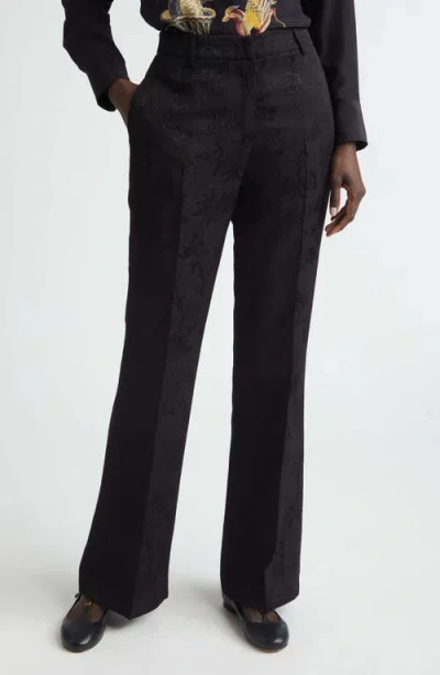 Etro Floral Jacquard Bootcut Trousers In Black