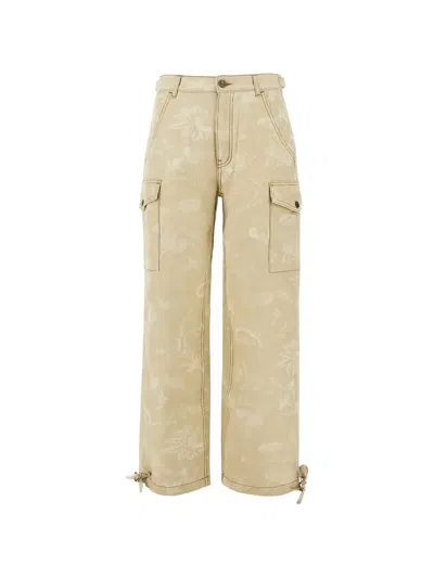Etro Floral Jacquard Canvas Cargo Trousers In Neutral