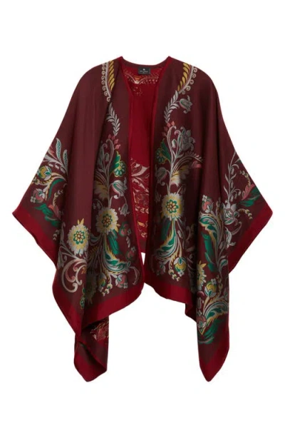 Etro Floral Jacquard Cape In Multi