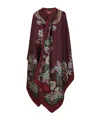 Etro Floral-jacquard Cape In Burgundy