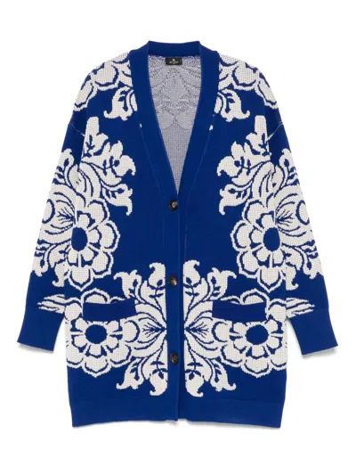 Etro Mantel Mit Blumenjacquard In Blau