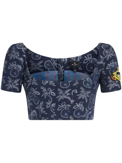 ETRO FLORAL-JACQUARD CROP TOP