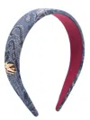 Etro Floral-jacquard Denim Hair Band In Blue