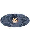 Etro Floral-jacquard Denim Hair Clip In Blue