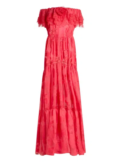 Etro Floral-jacquard Dress In Red