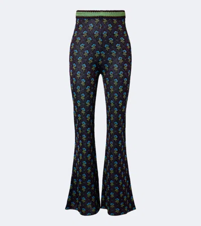 Etro Floral Jacquard Flared Pants In Burgundy