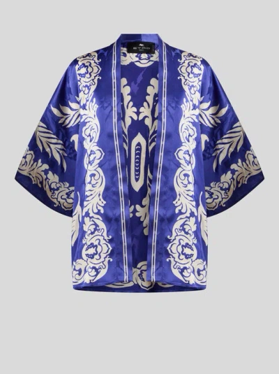 ETRO , FLORAL JACQUARD KESA ROBE, WOMAN, ELECTRIC BLUE, SIZE M