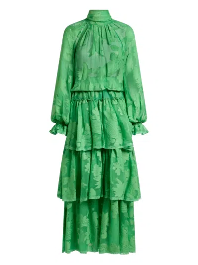 Etro Floral-jacquard Maxi Dress In Green