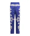 Etro Patterned Trousers With Elastic Waistband And Embellishments In Blue