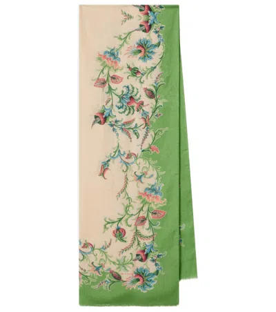 Etro Floral Jacquard Scarf 70 X 200 Cm In Green