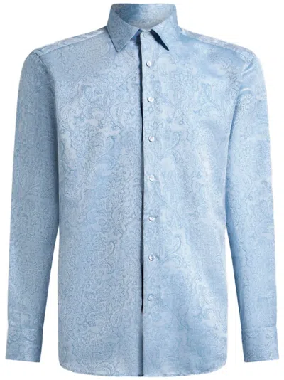 Etro Hemd Mit Jacquard-blumenmuster In Blau