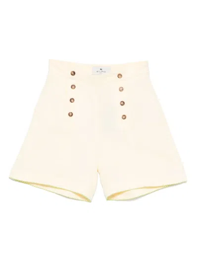 Etro Kids' Floral-jacquard Shorts In Yellow
