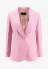 Etro Jacquard Silk Blend Blazer With Embroidery In Pink