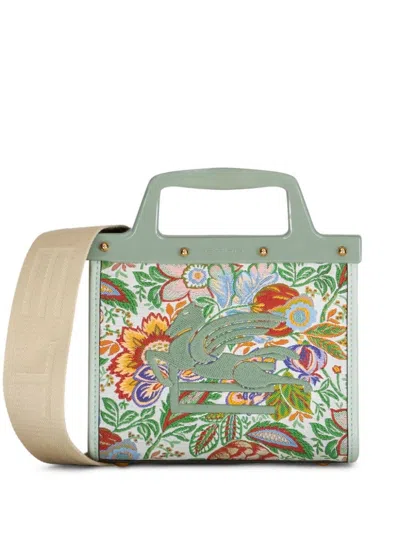 Etro Love Trotter Small Shopping Bag In Green