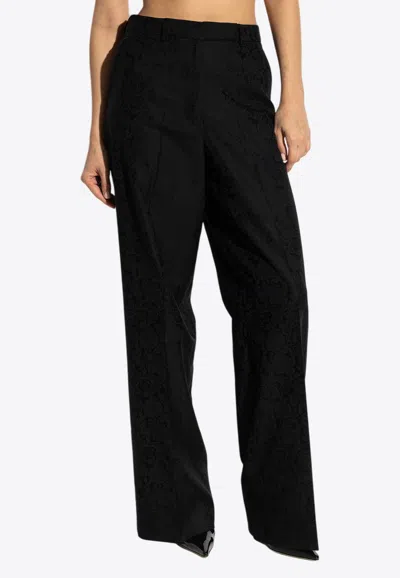 Etro Floral Jacquard Straight Leg Pants In Black