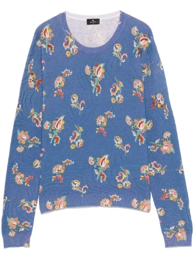 Etro Floral-jacquard Top In Blue