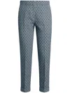 Etro Cotton Trousers With Medallions And Flowers In Blue