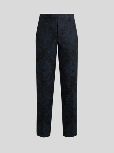 ETRO , FLORAL JACQUARD TROUSERS, MAN, BLUE, SIZE 60