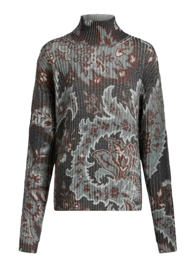 Etro Floral Knit Top With High Neck
