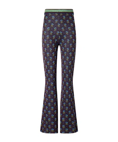 Etro Floral Knitted Flared Pants In Blue