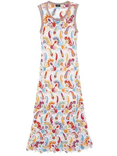 Etro Floral-lace Midi Dress In White