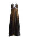 Etro Floral Lace Silk Maxi Dress In Brown