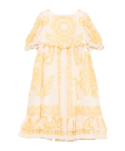 Etro Kids' Floral Lace Trim Dress In Orange