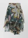 Etro Floral Layered Asymmetric Hem Skirt In Multi