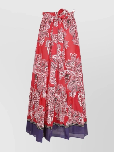 ETRO FLORAL LAYERED SKIRT WITH SHEER TIE WAIST
