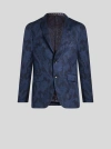 Etro Mrw Blazer Jacquard Fleur In Navy Blue